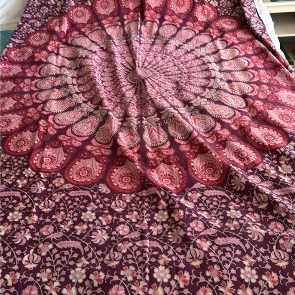 Bohemian Floral Tapestry in Red and Purple